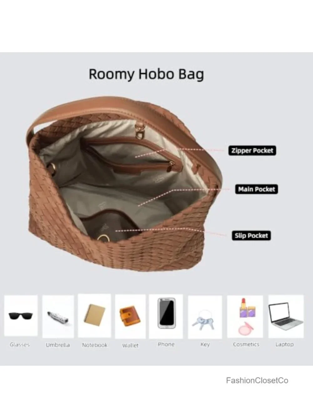 Faux Suede Woven Hobo Tote Bag Slouchy Shoulder Handbag